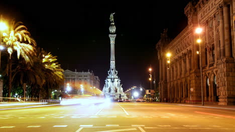 Time-lapse-Del-Tráfico-Urbano-De-Barcelona-Por-La-Noche