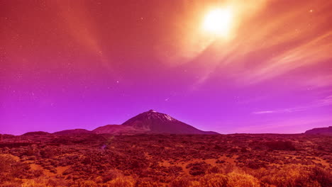 El-Teide-En-Tenerife,-Islas-Canarias,-De-Noche