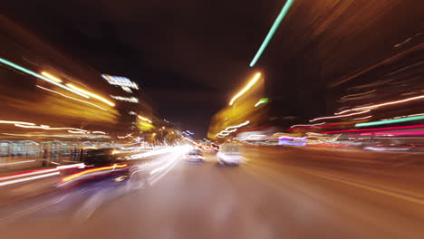 Barcelona-POV-Stadtverkehr-Zeitraffer-Bei-Nacht