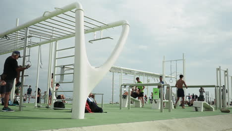 outdoor-gym-on-barcelona-beach