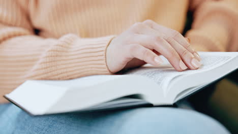 Woman,-reading-and-hand-in-bible-study