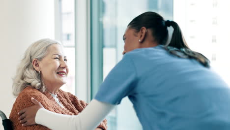 Conversation,-support-and-nurse-with-senior-woman
