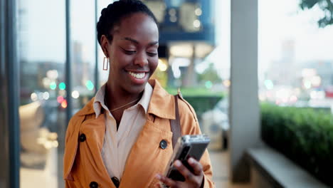 Phone,-walking-and-business-with-black-woman
