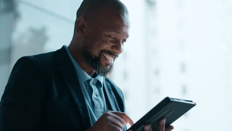 Business-man,-tablet-and-happy-with-stock-market
