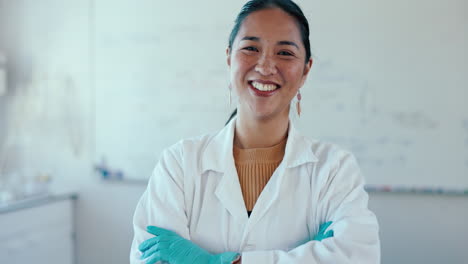 Smile,-arms-crossed-and-a-woman-science-teacher