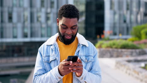 Black-man,-smartphone-and-communication