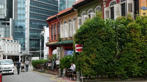 Singapur-China-Town-1-De-Junio-De-2022-Chinatown-Con-Edificios-Chinos,-Restaurantes.