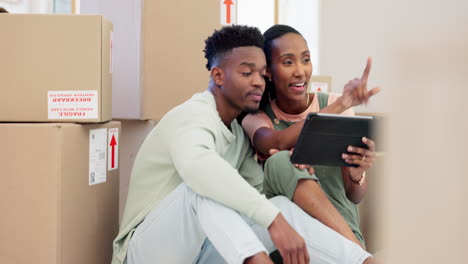 Tablet,-property-and-a-black-couple-planning