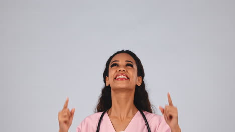 Medical-doctor,-pointing-up