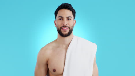 Body,-hygiene-and-a-man-with-a-towel-in-studio