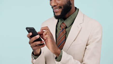 Happy-businessman,-hands-and-phone-in-social
