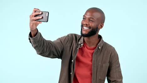 Peace,-sign-and-man-in-selfie-for-video-call