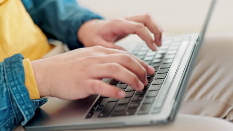Student,-hands-typing-and-laptop-for-online