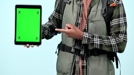 Tablet-grüner-Bildschirm,-Hände