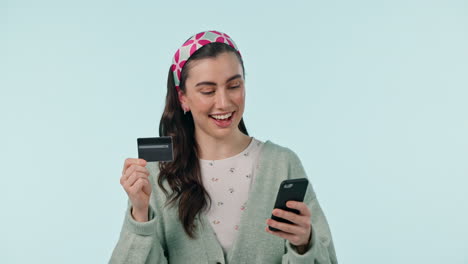 Smile,-phone-and-credit-card-with-a-woman-customer