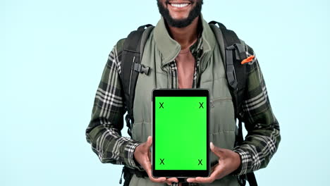 Tablet-green-screen,-hands