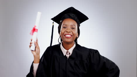 Graduation,-face-and-woman-in-studio