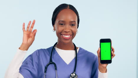 Doctor,-phone-green-screen-and-OK