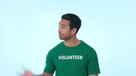 Volunteer,-decision-and-confused-with-face-of-man