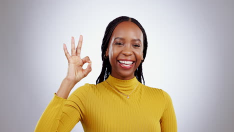 Black-woman,-OK-sign-and-hand