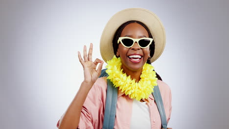 Travel,-sunglasses-and-black-woman-with-bag
