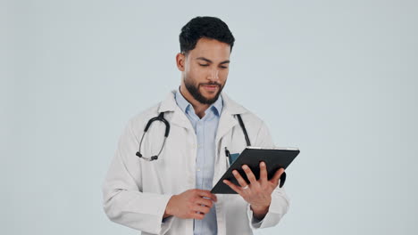 Doctor,-man-and-tablet-for-healthcare-service