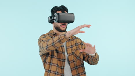 Virtual-reality,-software-and-goggles-with-a-man