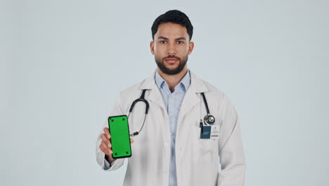 Arzt,-Daumen-Hoch-Und-Grüner-Bildschirm-Des-Telefons