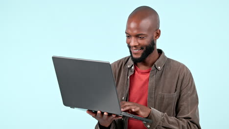 Laptop,-portrait-and-black-man-with-smile