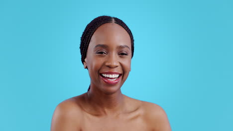 Hautpflege,-Schönheitslächeln-Und-Gesicht-Einer-Schwarzen-Frau