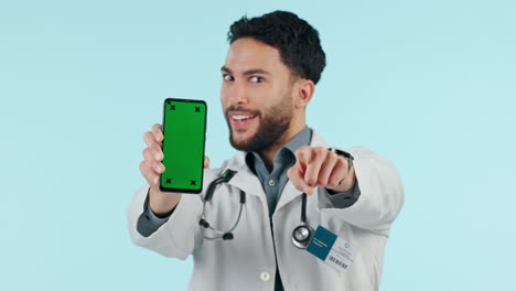 Arzt,-Grüner-Bildschirm-Des-Telefons-Und-Auswahl