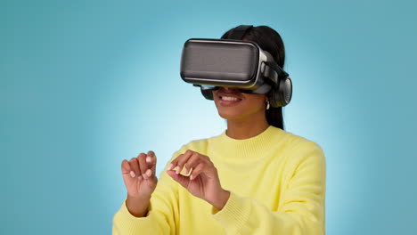 Vr,-hands-or-woman-in-metaverse-studio-for-3d