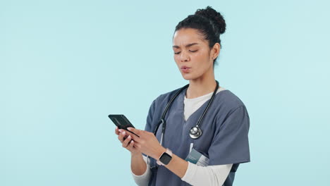Doctor,-woman-laugh-and-phone-for-healthcare