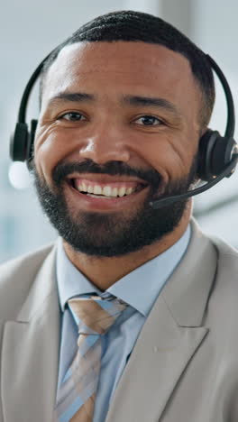 Happy-businessman,-face-and-call-center