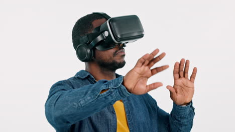 VR,-Hände-Und-Mann-Im-Studio-Für-Die-Digitale-Zukunft