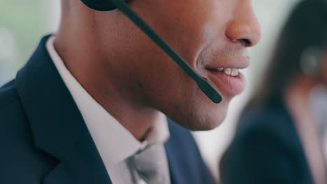 Call-center,-mouth-and-man-talking
