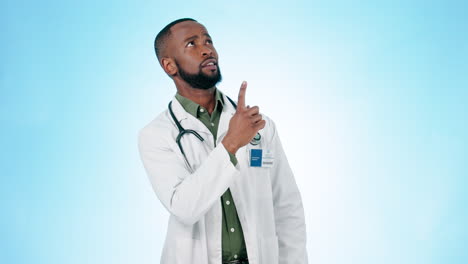 Healthcare,-faq-and-black-man-doctor-with-hand