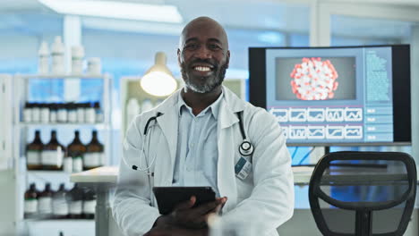 Tablet,-black-man-or-face-of-scientist