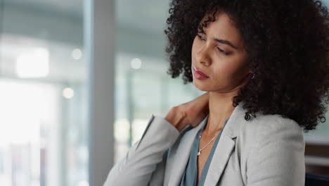 Neck-pain,-business-and-black-woman-with-stress