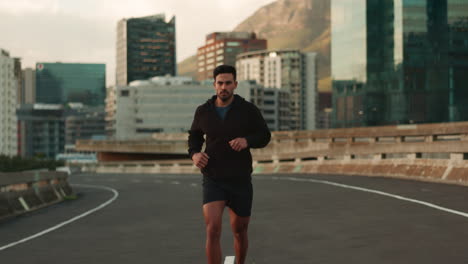 Fitness,-Correr-Y-Hombre-En-Una-Calle-De-La-Ciudad