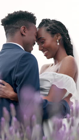 Outdoor,-hug-and-black-couple-with-marriage