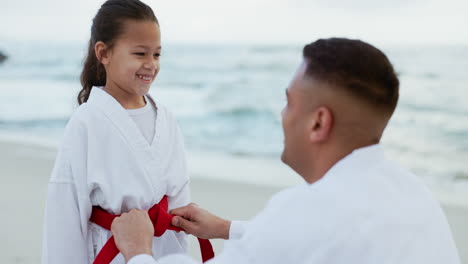Beach,-karate-and-belt-by-father