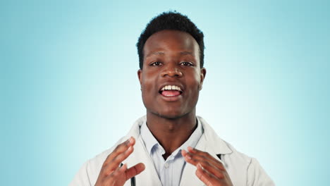 Arzt,-Schwarzer-Mann-Und-Gesicht-Mit-Wellness-Ratschlägen