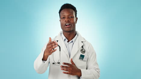Arzt,-Schwarzer-Mann-Und-Gesicht-Mit-Ratschlägen