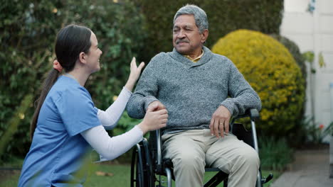 Wheelchair,-caregiver-hug-and-senior-man