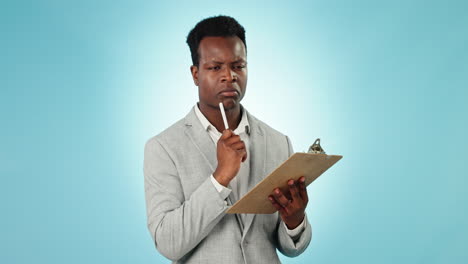 Black-man,-business-and-clipboard