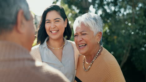 Woman,-laughing-or-senior-parents-hug-for-bonding