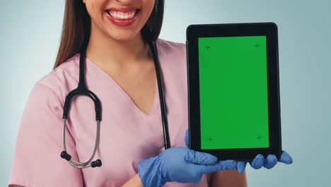 Nurse,-happy-woman-with-tablet