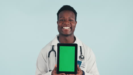 Portrait-of-doctor,-black-man-with-tablet