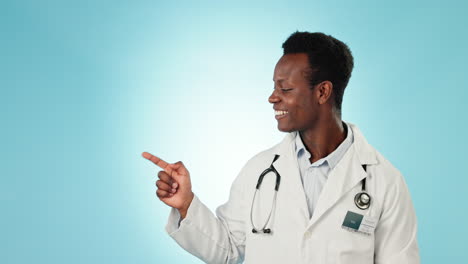 Black-man,-doctor-pointing